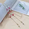 Corrente para Óculos de Contas de Vidro com Fio Dourado Novo Estilo, Cordão de Metal Versátil Multicolorido, Tira Anti-Perda para Óculos, Acessório de Corrente para Máscara