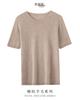 Verano Transfronterizo Primera Línea Listo para Usar Punto de Lana Camiseta de Manga Corta para Mujer Delgada Cuello Redondo Manga Media Talla Grande Manga Media
