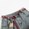 Marca Tendência Jiayiku Outono 2025 Novo Estilo Americano Deserto Lavado Sujo Tingido Jeans Cimitarra Calças Largas Soltas