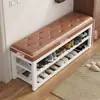 Banqueta para zapatos en la entrada, se puede sentar en ella, simple, almacenamiento de múltiples niveles, zapatero, hierro forjado, acolchado suave, taburete multi-funcional para cambiarse los zapatos, metal, otros