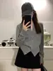Cardigan de Tricô Feminino Estilo Coreano Gola Redonda para Primavera e Outono 2026 Casaco Suéter Curto Lã Suéter Gola Redonda Solto Lã