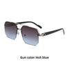 Gafas de Sol Cuadradas de Doble Puente Populares Transfronterizas Estilo Europeo y Americano Montura Media Simple Estilo Aviador Gafas de Sol de Moda para Hombres y Mujeres
