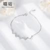 Xi Gu H0022 Pulseira de Prata S925 Feminina Pequena Fresca Simples Diamante em Forma de V Ondulado Doce Elegante Joia