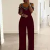 Vestido Estampado Nuevo Primavera y Verano 2025 Ropa Transfronteriza Europea y Americana Mono de Pierna Ancha Cruzado Vestido de Una Pieza Cintura Ceñida
