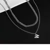 Collar Letra W para Hombre, Estilo Hip-Hop de Nicho de Lujo Ligero, Nueva Cadena de Suéter Clavicular de Moda, Estilo Pareja para Mujer