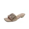 Sandalias de Mujer Populares para Exteriores de Moda Tendencia 2026 con Tacón de Cuña Cuadrado Aumentador de Altura Adornado con Pedrería