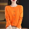 Cárdigan de Lana con Patrón de Osmanthus Transfronterizo para Mujer, Suéter de Punto Ajustado para Otoño e Invierno, Top Redondo Sin Costuras, Moderno