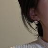 Pendientes de tres capas con textura brillante y diseño de nicho en plata esterlina S925, versión coreana, estilo coreano, retro, simple, joyería para las orejas.