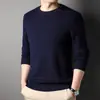 Suéter de Punto para Hombre de Manga Corta, Color Sólido Otoño, Corte Ajustado, Cuello Redondo, Versátil, Ropa de Punto para Negocios, Capa Base para Hombre