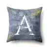 Funda de Almohada de Poliéster Elegante Simple 26 Letras Inglesas Impresión Cojín Lumbar de Coche Funda de Almohada para Sofá QTB46
