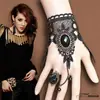 Joia de Mão Gótica Punk Vintage Moda Flor de Renda Vinho Tinto Pulseira Anel de Rosa Vermelha Pulseira de Pulso Peça Única