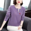 Camiseta 100% Algodón Manga Larga Mujer Primavera y Otoño 2025 Nuevo talla grande Holgada Adelgazante Camiseta Básica Versátil Top Reductor de Edad
