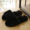 Nuevas Zapatillas de Felpa de Otoño para Casa Suelo de Madera Algodón Tira Única Suela Plana Comercio Exterior Estilo Pareja Zapatillas Peludas