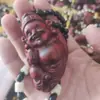 Pingente Ornamentado Pixiu Esculpido à Mão em Sândalo Roxo, Artesanato de Decoração de Bule Portátil Yiming Xianyuan