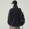 Moletom masculino com zíper e gola alta, cor sólida, jaqueta casual retrô estilo japonês, nova coleção outono 2026, moderno
