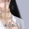 Conjunto de joyas Zhuang Shengsheng con base de cobre chapado en oro, anillo colgante de diamante esmeralda simulado, piedra principal 8x16 6x8
