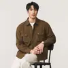 Camisa casual retrô estilo americano para homens, nova coleção outono 2026, manga longa, adequada para primavera e outono, tamanhos grandes, peça externa estilo workwear, marca da moda