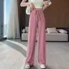 Calça larga de cor sólida preta para mulheres, estilo fino de outono, novo modelo 2026, proteção solar, secagem rápida, calça casual, solta e modeladora, calça tipo palito