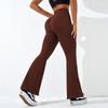 Calças Compridas Flare Pêssego de Cintura Alta Sem Costura Europeias e Americanas Transfronteiriças para Mulheres, Sem Marcas Estranhas, Levanta Bumbum, Calças de Yoga Casuais para Exterior