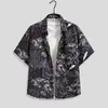 Camisa Floral Retro de Manga Corta Estilo Hawaiano Chaqueta Elegante Yuppie para Hombre Antigua Camisa de Manga Corta Estampada de Verano para Playa