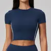 Camiseta de Yoga de Manga Corta Cepillada para Mujer, Verano Pilates Fitness Camiseta de Yoga Ajustada Corta, Top Deportivo de Secado Rápido 4539