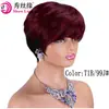 Peluca de Cabello Real Corto Africano Tocado Corte Pixie Corto Peluca Humana Hecha a Máquina
