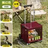 Venta de liquidación: Carro de Camping Plegable, Gran Capacidad para Uso Doméstico, Entrega y Transporte de Carga, Organizador de Picnic al Aire Libre con Tabla de Madera