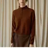 Suéter de punto de lana pura para mujer con cuello medio abotonado, nuevo suéter base suave de otoño e invierno, top versátil