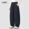 Calça Little Fit para Meninas 2026 Outono Novo Estilo Calça Colorida com Diamantes Curvos para Crianças Maiores, Calça Longa Infantil