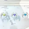 Pendientes de Aleación de Titanio F136 Corazón de Ángel Ala de Zirconia G23 Titanio Rosca Interna Joyería para Piercing de Labio Cabeza