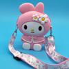 Monedero de Silicona para Niños Dibujos Animados Lindo Dulce Pequeña Flor Conejo Bolso de Silicona Monedero de Hombro Único Cruzado Portátil Mini