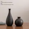 Mesa Retro Negra Estilo Chino para Sala de Estar Decoración con Flores Secas Jarrón Pequeño de Cerámica Mesa de Café Arreglo Floral Zen