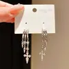 Pendientes de Plata Chapada en Oro Real de 18 Quilates con Aguja de Plata, Borla de Circonita, Cruz, Pendientes de Botón, Pendientes de Lujo Ligero con Acabado de Alta Gama, Adornos de Oreja de Personalidad Transfronteriza