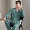 Pijama para Hombre, de Manga Larga y Pantalón Largo, con Cuello de Solapa, Engrosado para Calidez, Sencillo y Casual, Adecuado para Usar Afuera, Conjunto para Estar en Casa