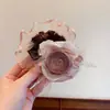 Pinza para el pelo de gasa de rosa atmosférica, pinza de tiburón floral de estilo vintage suave, herramienta versátil para peinar el cabello de uso diario para mujeres