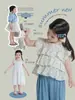 Vestido Chaleco Floral Elegante para Niña con Top de Pastel en Capas y Falda Abullonada, Moda Infantil Nueva Verano 2026