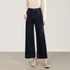 2613606-Jeans de cintura alta com stretch em quatro direções em estilo retrô francês com costura contrastante para mulheres, novas calças retas de outono, Nanyou