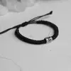 Pulseira Padrão Ping An Retrô Masculina Tendência Estilo Frio ins Pulseira Versátil Masculina Alça de Mão Tecida à Mão com Anel Duplo Distintivo