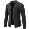 Cardigã de tricô com gola V masculino, jaqueta suéter simples de cor sólida para outono e inverno, blusa casual solta de manga longa para homens