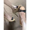 Primer Encuentro de la Temporada: Tacones de Aguja Franceses de Estilo Socialité de Lujo Ligero para Mujer, Zapatos de Salón Transpirables de Malla con Lazo y Punta Redonda
