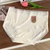 Pantaletas de patchwork floral de algodón puro para mujer, entrepierna de algodón puro, cintura media, sin costuras, transpirables, lindas, estilo japonés, adecuadas para niñas y estudiantes, bragas tipo triángulo