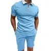 Camiseta Informal para Hombre Estación Independiente Europea y Americana Manga Corta Estampada Corte Delgado Cremallera Solapa Jersey Camisa Polo para Hombre Mismo Color