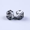 Cuentas hexagonales de silicona de 14 mm transfronterizas con impresión por transferencia de agua DIY Cuentas sueltas Accesorios para joyería Cuentas con estampado de flores Venta al por mayor