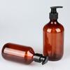 Botella de Plástico Marrón de 500/300 ml Botella para Gel de Ducha Desinfectante de Manos Botella para Champú Botella con Dispensador de Loción