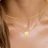 Colar com Pingente de Letra Inicial 26 Camadas Simples A-Z Pingente Redondo Acessórios Corrente para Clavícula