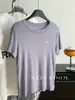 Camiseta de Manga Corta Bordada de Pony Lyocell Tencel de Verano 2026 para Mujer, Top Básico Delgado Simple y Versátil con Cuello Redondo