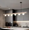 Estilo de canción estética bambú-junta mármol natural candelabro de comedor, mesa de comedor, barra de bar, sala de té Zen, estudio, lámpara de oficina larga