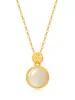 Collar Antiguo de Oro y Plata Pura para Mujer Colgante de Jade Natural Hetian Borde de Jade Ruyi Cadena para Clavícula Regalo de Vacaciones para Novia
