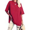 Amazon desea comercio exterior transfronterizo Europa y Estados Unidos 2024 verano nuevo talla grande holgada color sólido cuello redondo manga corta camiseta mujer