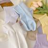 Meias Zhuji para Mulheres, Meias Fofas de Comprimento Médio-Curto em Cores Macaron para Primavera e Outono, Meias Esportivas Femininas Simples de Cor Sólida em Estilo Universitário